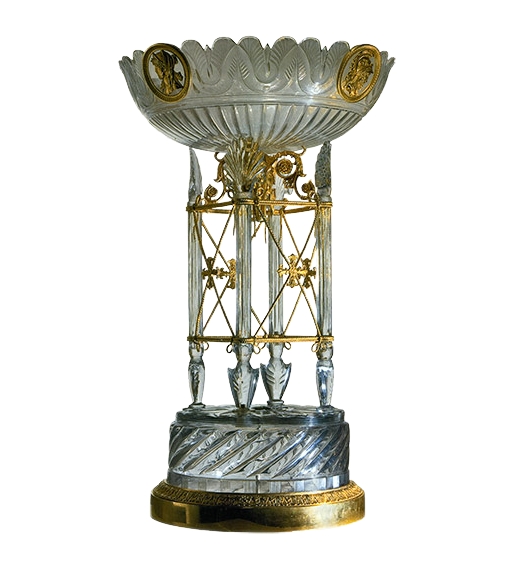 VASE-COUPE SUR PIÉDESTAL Projet de C. I. Rossi. Manufacture impériale de verre, 1817