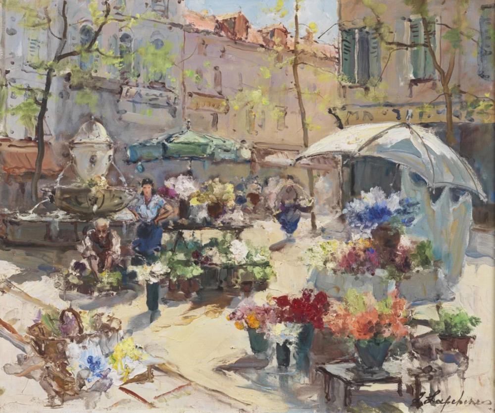 GEORGES LAPCHINE (1885-1950) MARCHÉ AUX FLEURS À TOULON