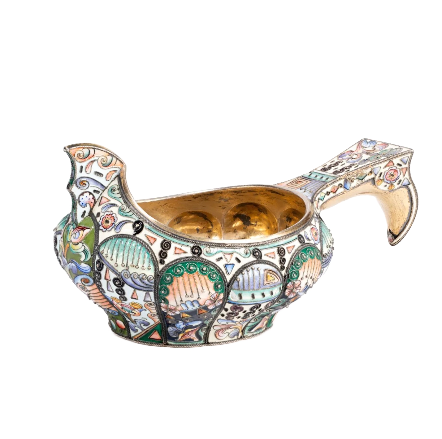 KOVSH EN ARGENT. MOSCOU, 1908-1917. 20e ARTEL DE JOAILLERIE